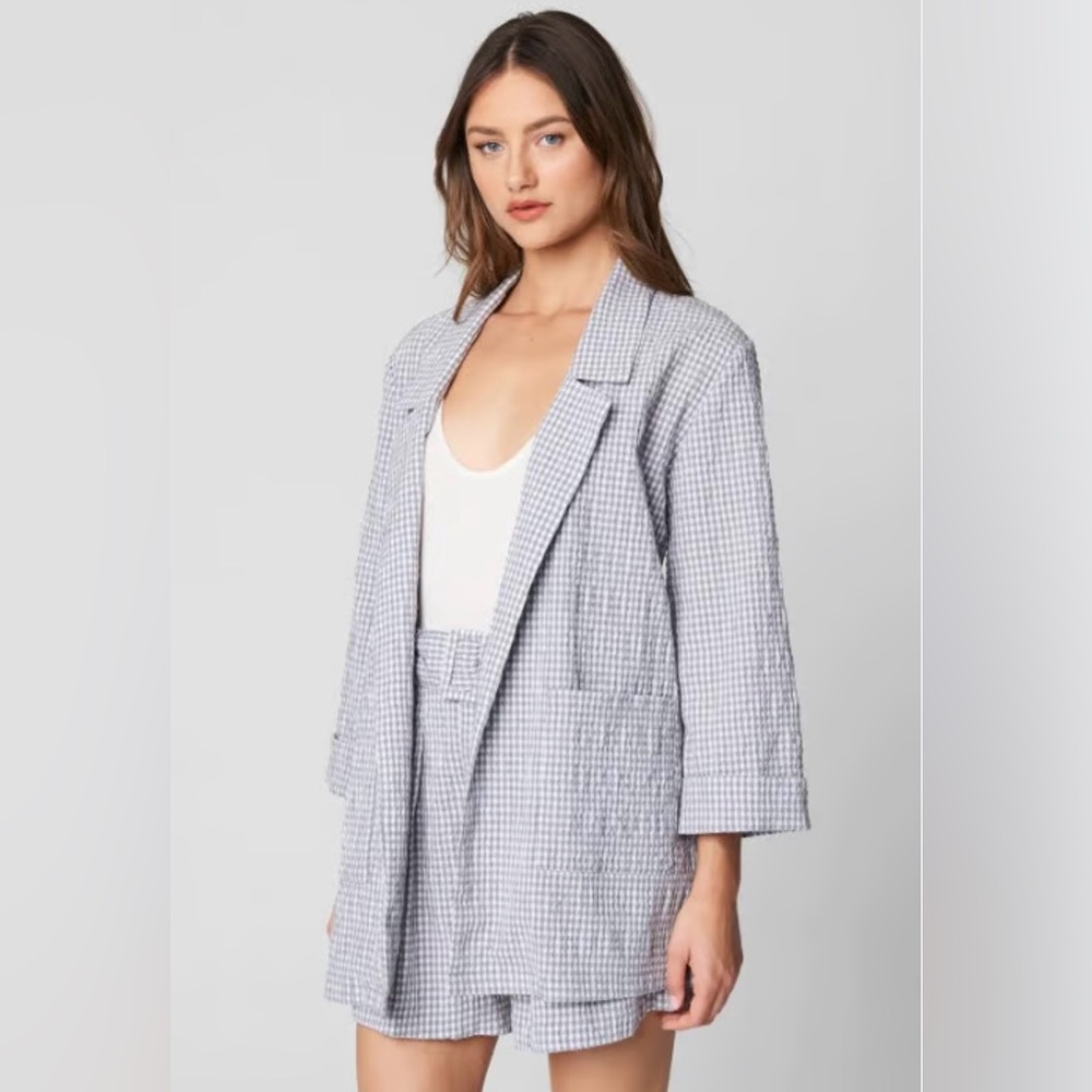 Blank NYC gingham blazer and shorts set